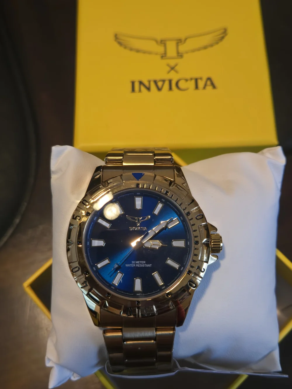 69033 Invicta Specialty I Mens Watch Gold Tone Blue Dial 42mm
